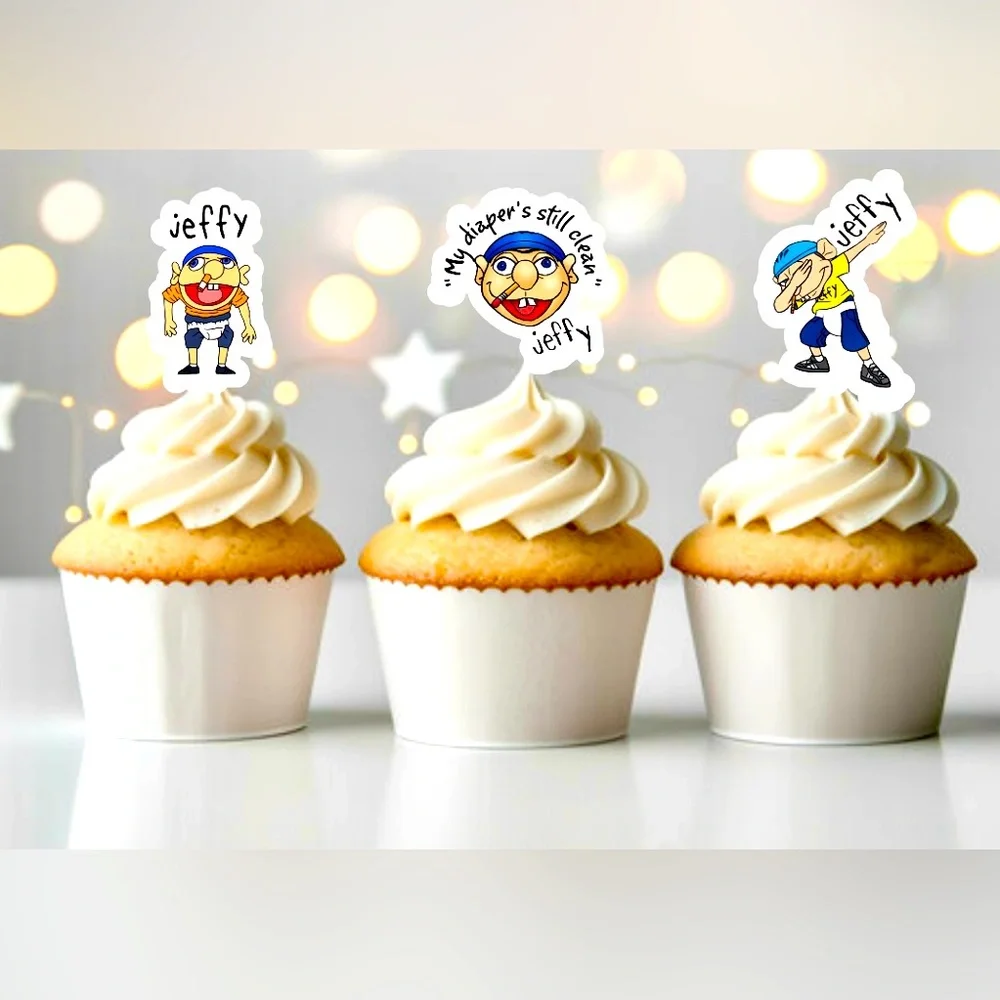 Jeffy themed cupcake toppers made